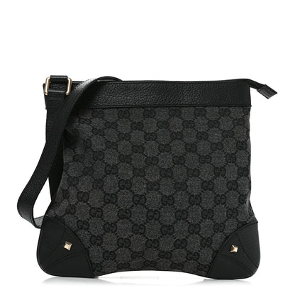 Gucci Monogram Flat Messenger Bag Black 1 of 11