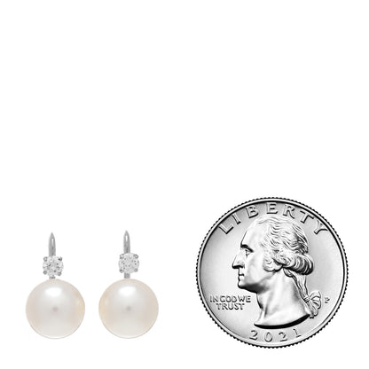 Mikimoto 14K White Gold Diamond Akoya Pearl 9mm Screw-Back Earrings 2 of 4