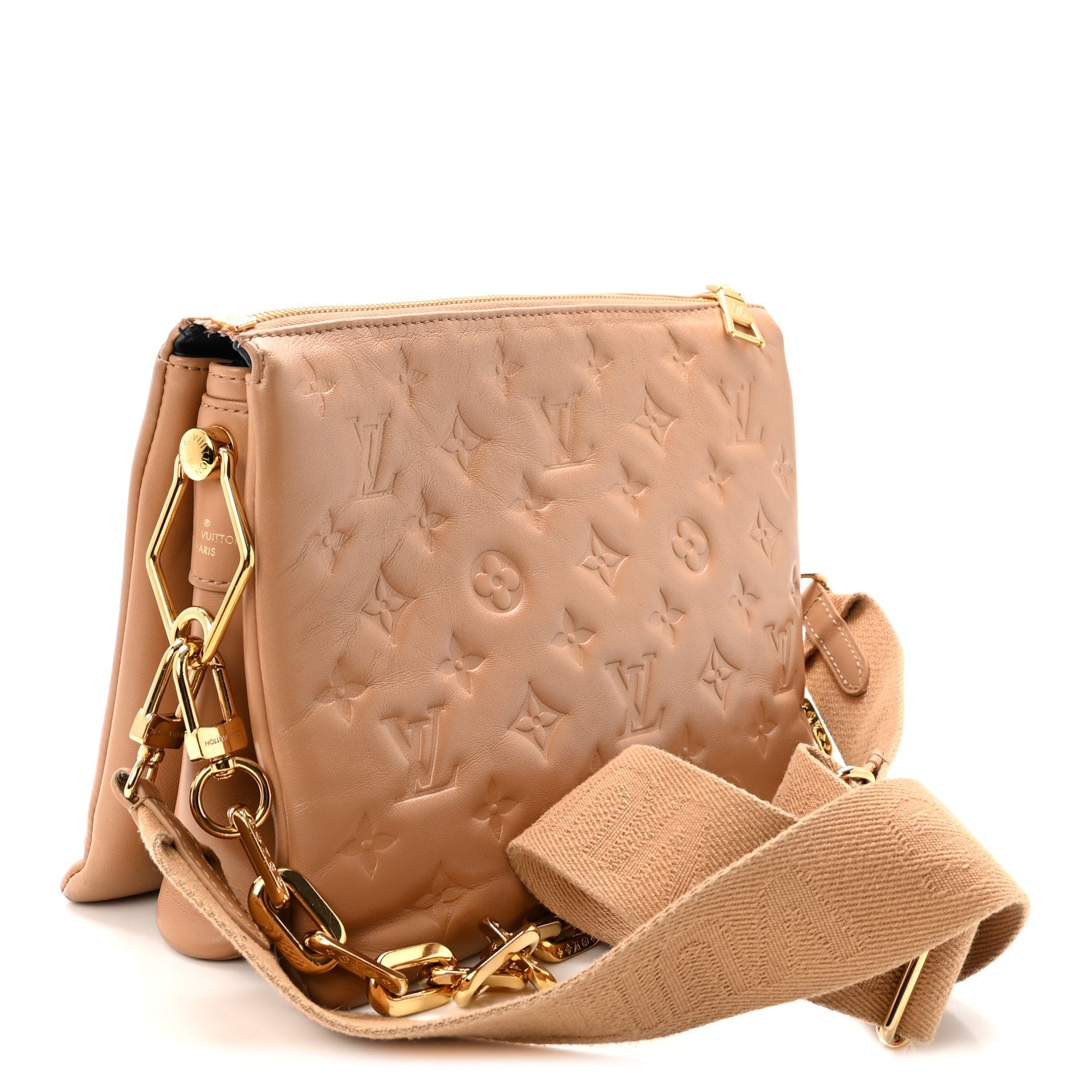 Louis Vuitton Lambskin Embossed Monogram Coussin PM Camel 3 of 9