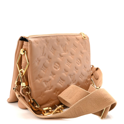 Louis Vuitton Lambskin Embossed Monogram Coussin PM Camel 3 of 9