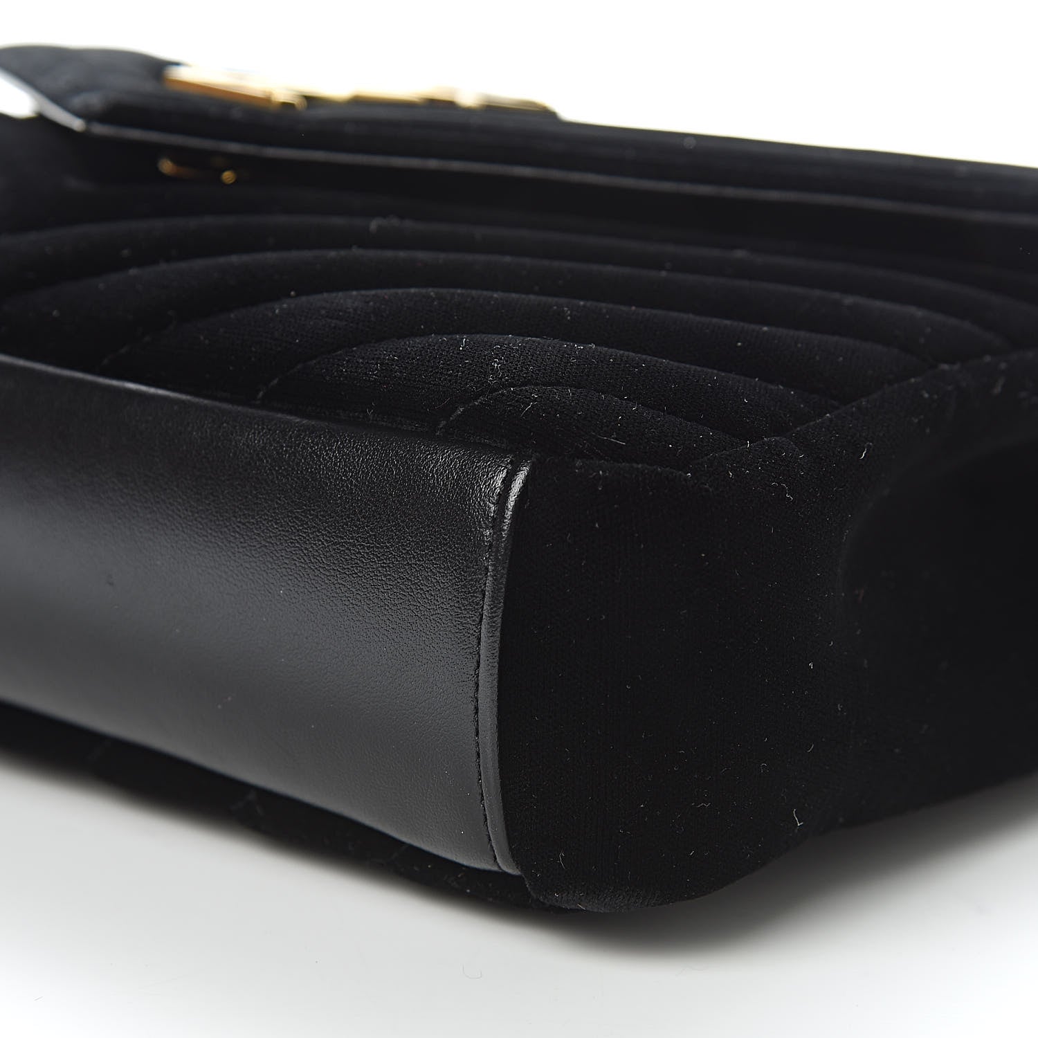 Saint Laurent Velvet Matelasse Chevron Medium College Monogram Bag Black 9 of 9