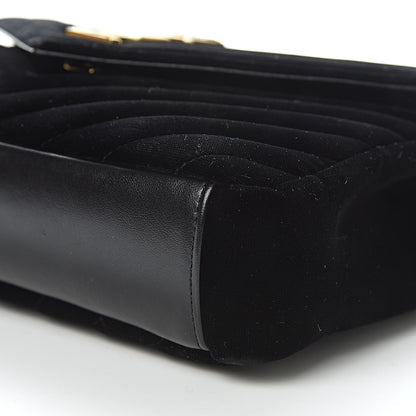 Saint Laurent Velvet Matelasse Chevron Medium College Monogram Bag Black 9 of 9