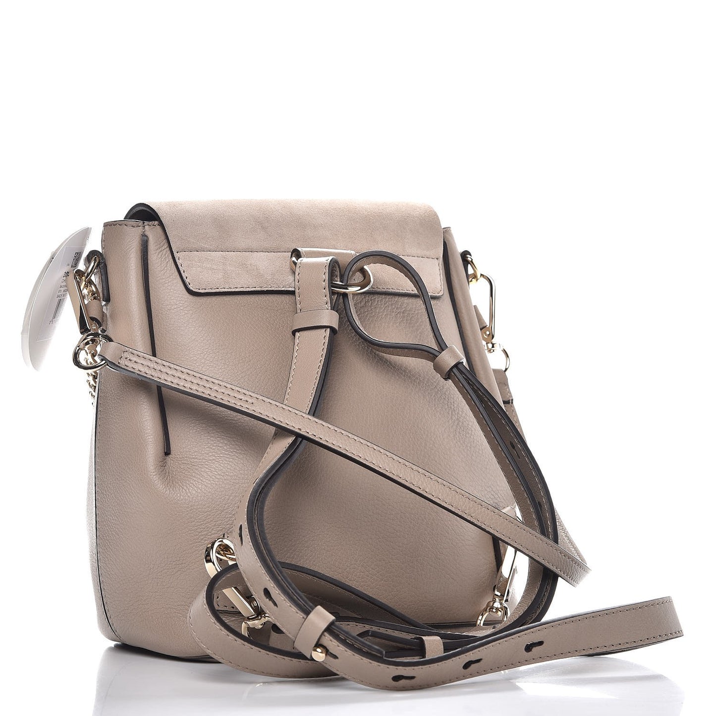 Suede Calfskin Small Faye Backpack Motty Grey