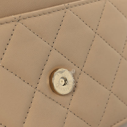 Chanel Lambskin Quilted Wallet On Chain WOC Beige 14 of 17