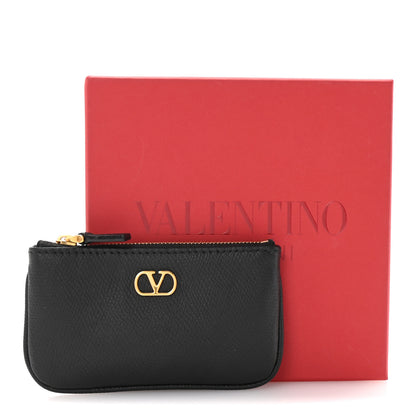 Valentino Garavani Grainy Calfskin Vlogo Key Ring Black 7 of 7