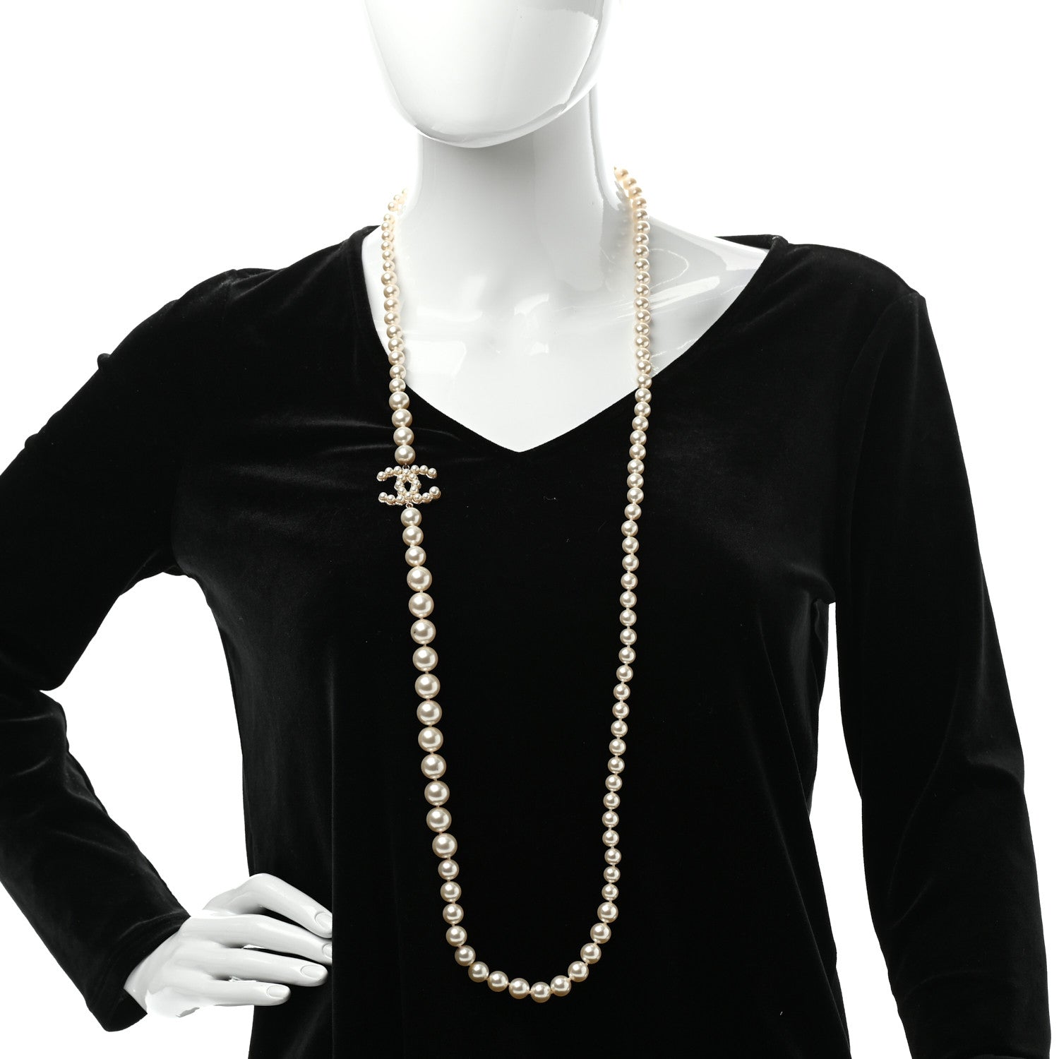 Chanel Pearl CC Necklace Gold 2 of 7
