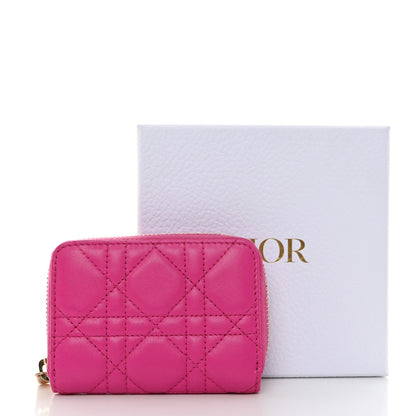 Christian Dior Lambskin Cannage Mini Lady Dior Zip Portemonnaie Rani Pink 9 of 9