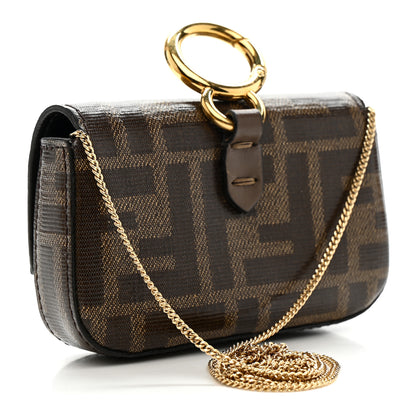 Fendi Glazed Fabric FF 1974 Nano Baguette Charm Mogano Panna 3 of 11