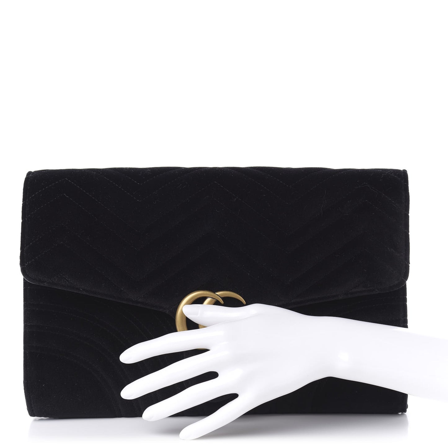 Velvet Matelasse GG Marmont Clutch Black