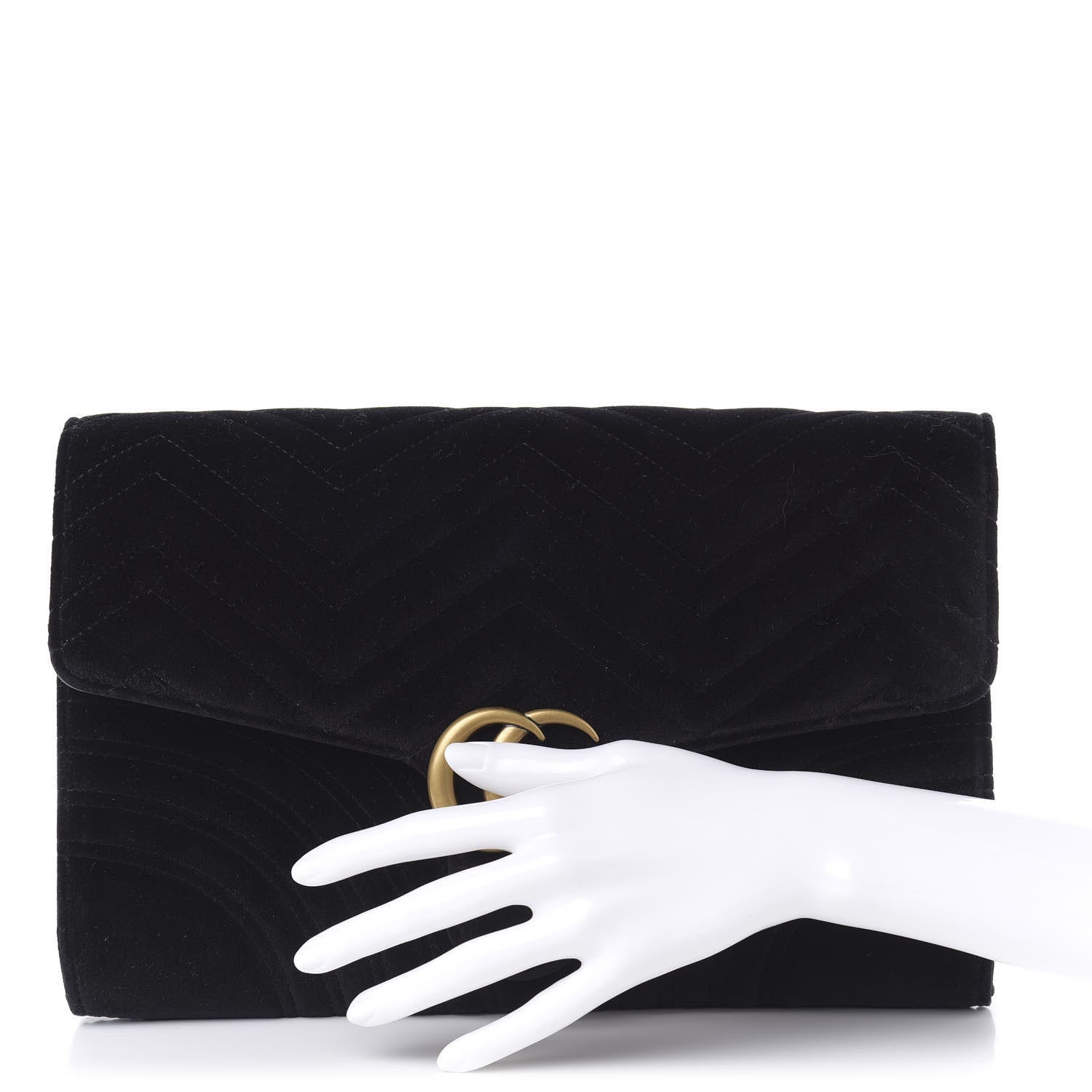 Gucci Velvet Matelasse GG Marmont Clutch Black 2 of 11