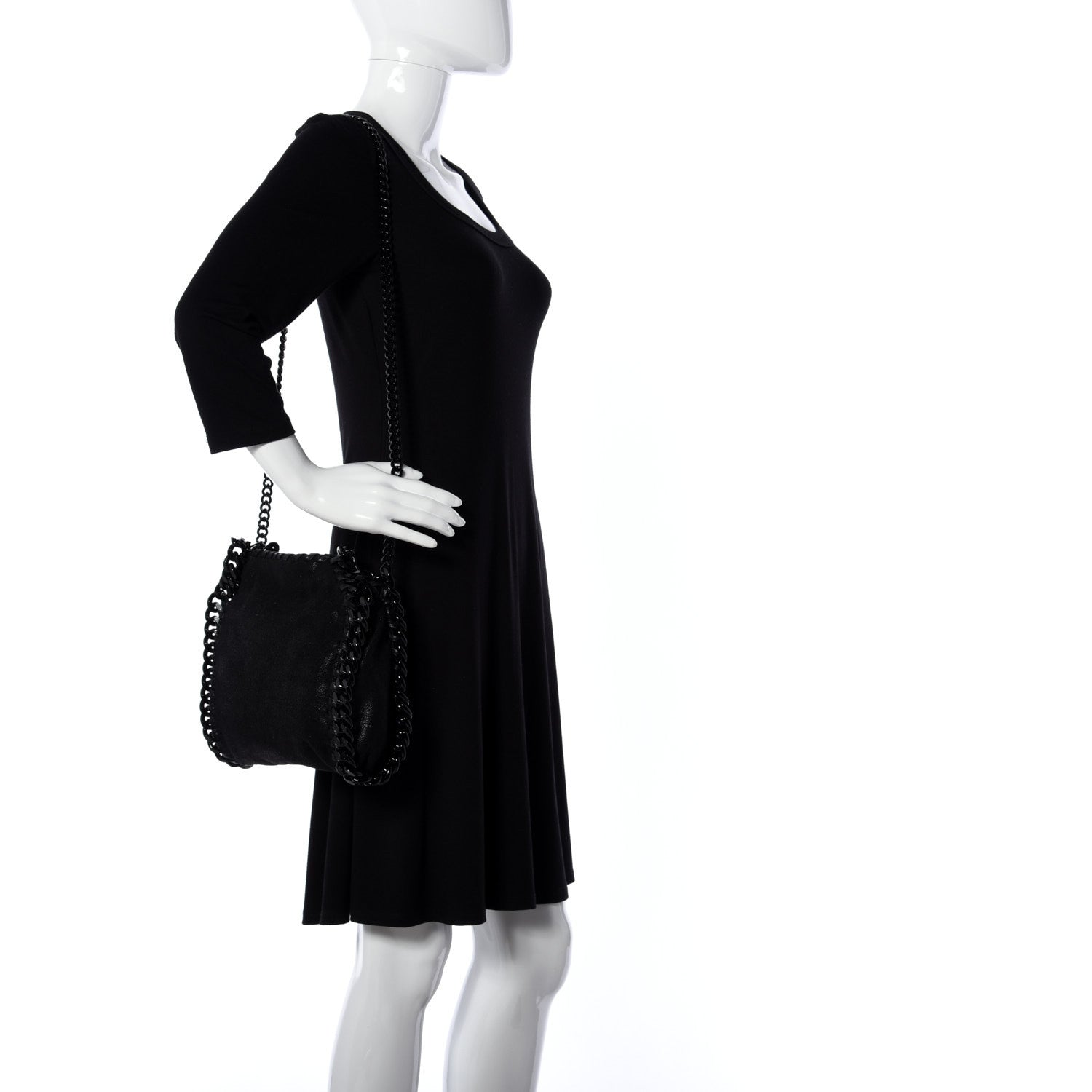 Stella McCartney Shaggy Deer Mini Falabella Fold Over Tote Black 2 of 10