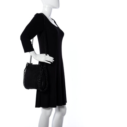 Stella McCartney Shaggy Deer Mini Falabella Fold Over Tote Black 2 of 10