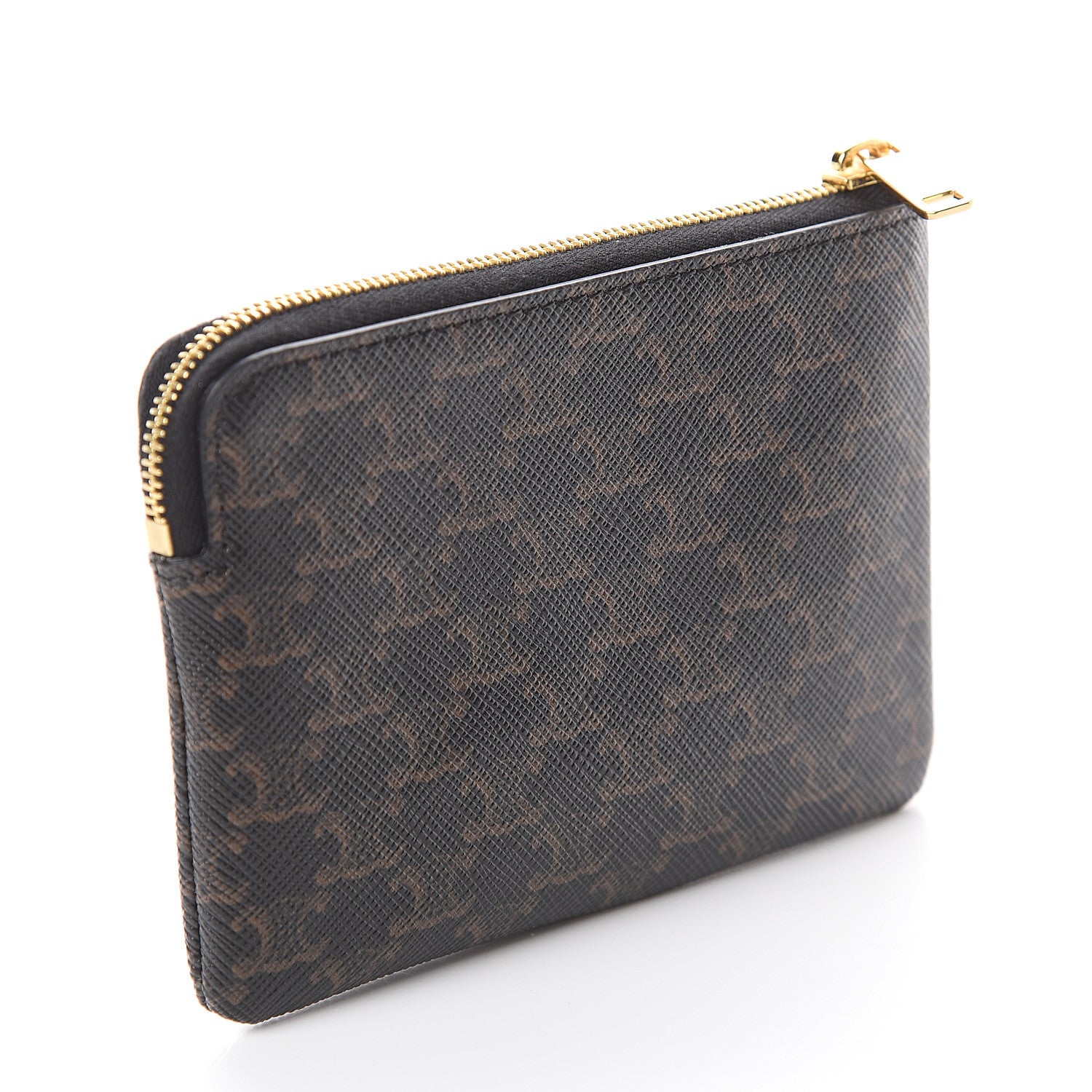 Celine Triomphe Canvas Embroidered Logo Coin and Card Pouch With Hook Black 2 of 6