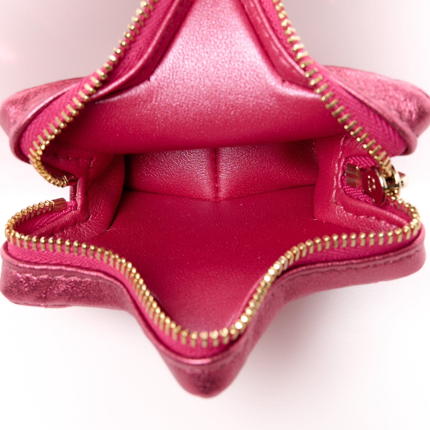 Mirror Calfskin Metallic Lambskin Quilted Hollywood Boulevard Mini Flap With Star Coin Purse Pink
