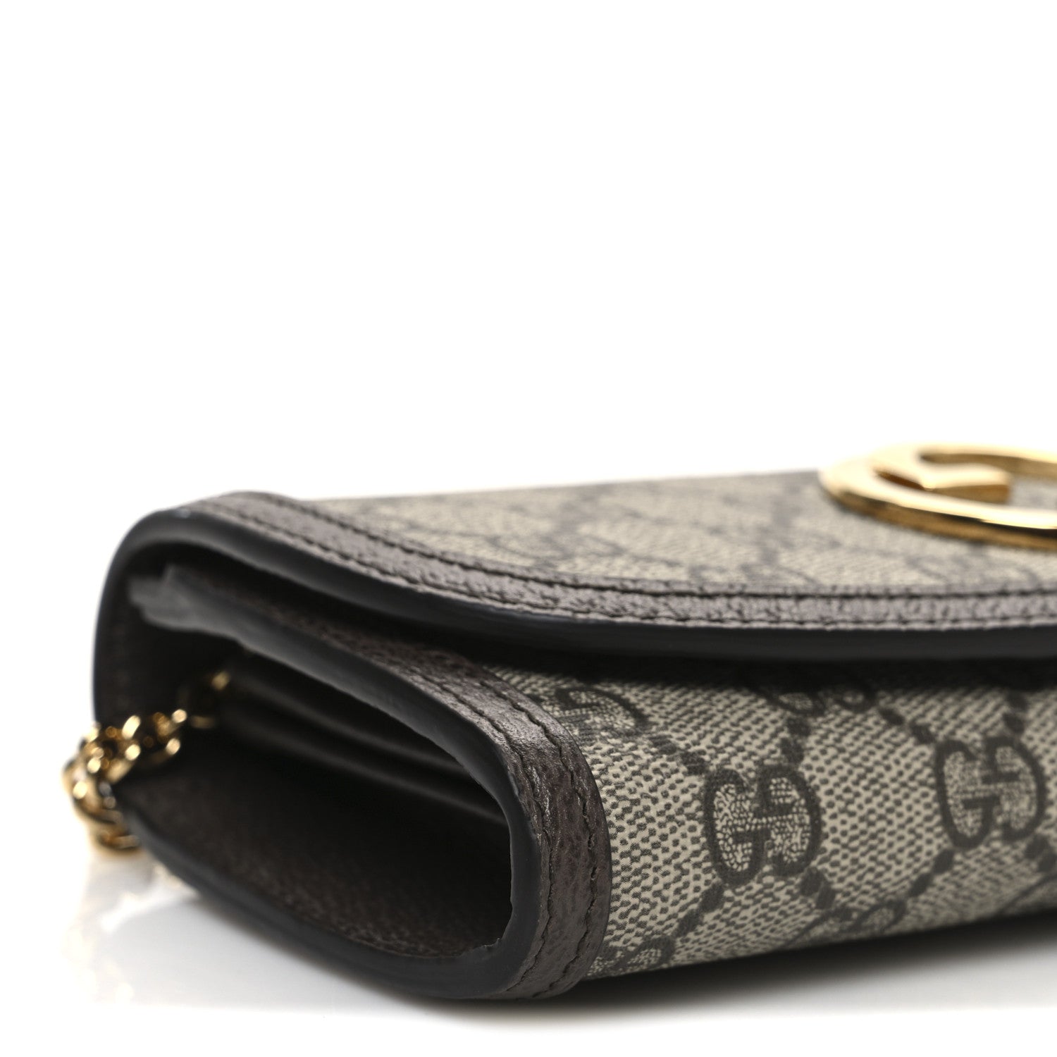 Gucci GG Supreme Monogram Textured Dollar Calfskin Blondie Continental Chain Wallet Beige Ebony New Acero 9 of 11