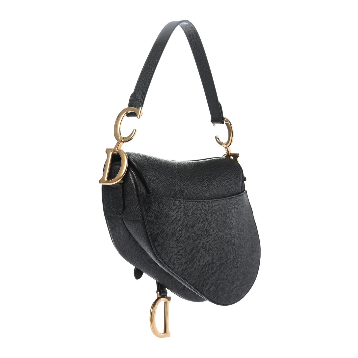 Grained Calfskin Saddle Bag Black