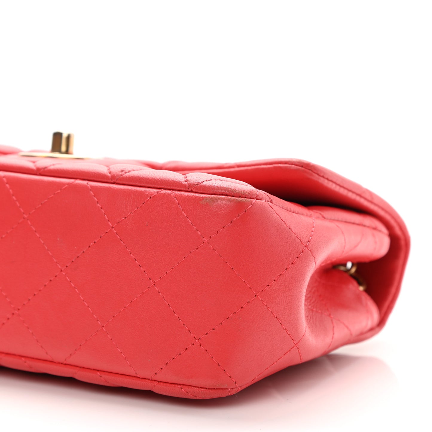 Lambskin Quilted Mini Rectangular Flap Red