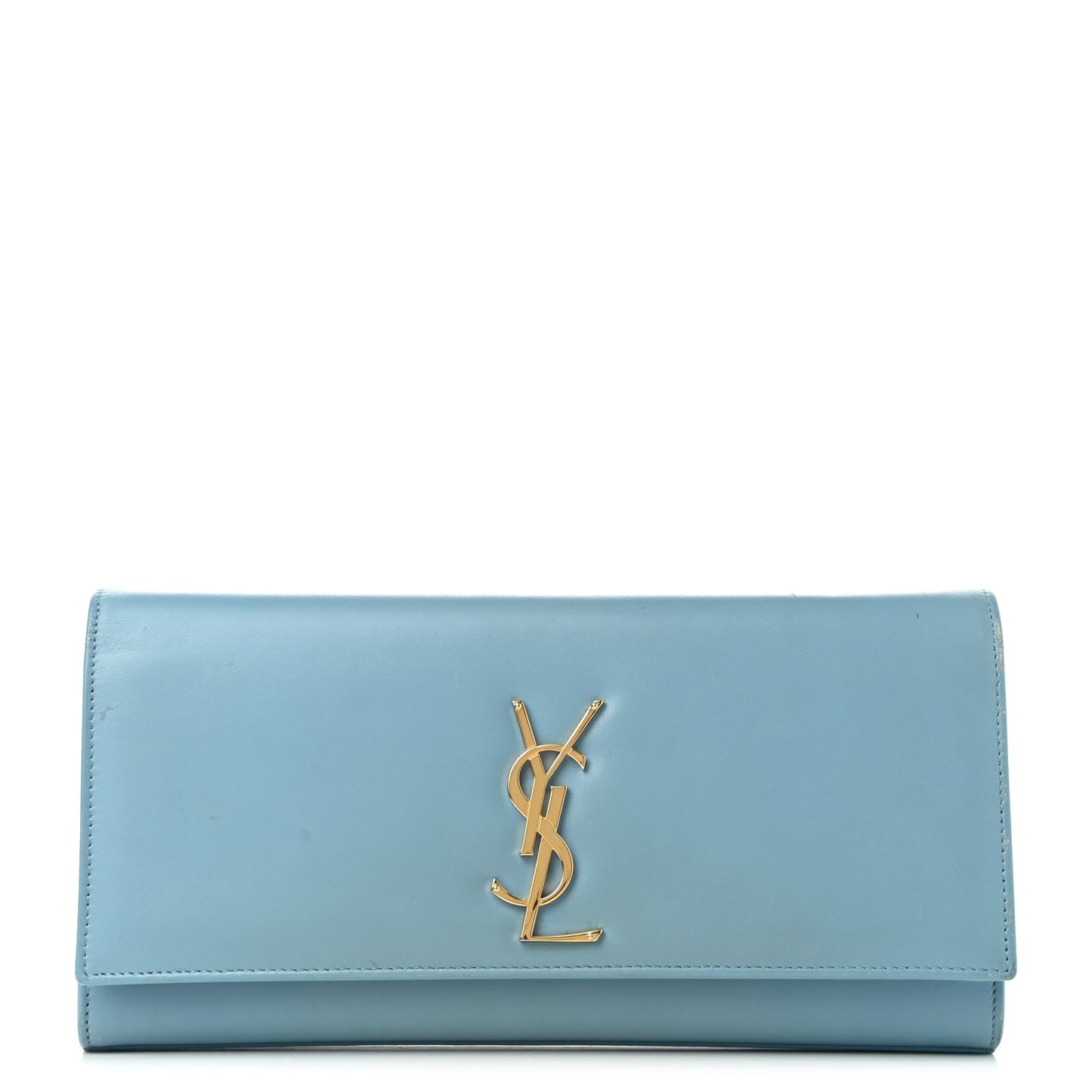 Smooth Calfskin Classic Monogram Cassandre Clutch Blue Glacier