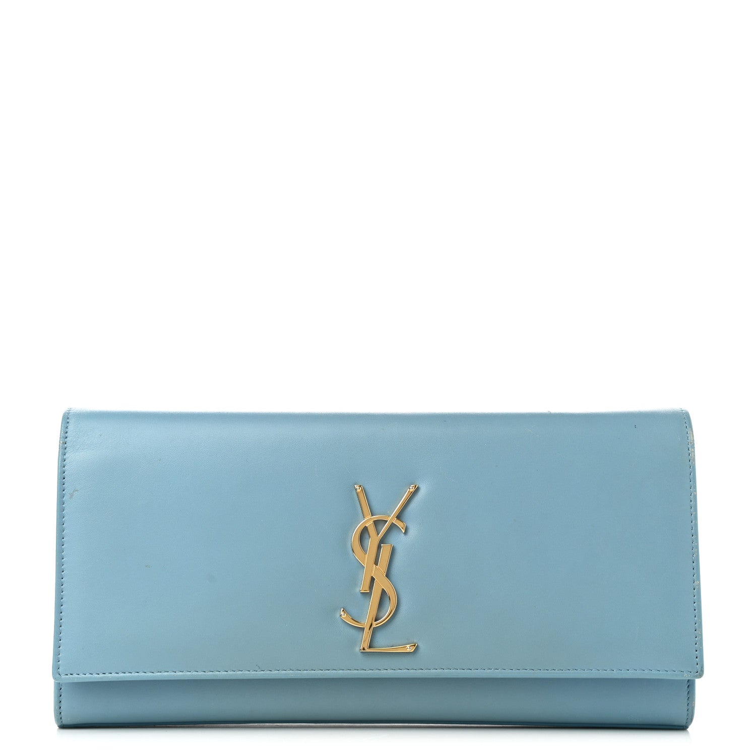 Saint Laurent Smooth Calfskin Classic Monogram Cassandre Clutch Blue Glacier 1 of 11