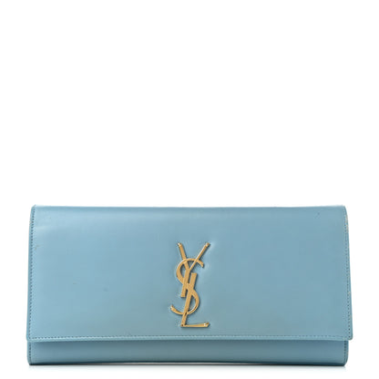Saint Laurent Smooth Calfskin Classic Monogram Cassandre Clutch Blue Glacier 1 of 11