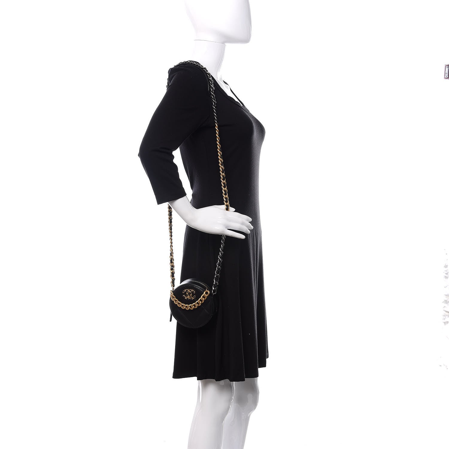 Chanel Goatskin Quilted 19 Round Clutch With Chain Black 2 of 10