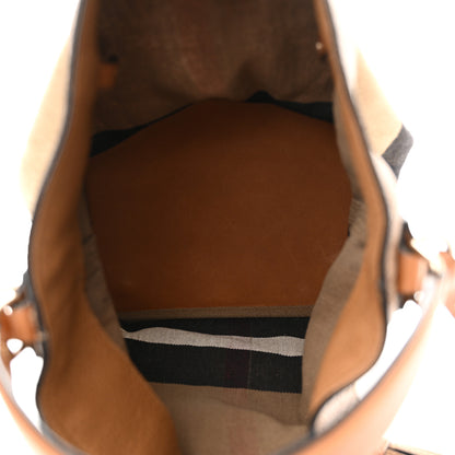 Burberry Grainy Calfskin Canvas Mega Check Medium Ashby Tassel Hobo Saddle Brown 6 of 13