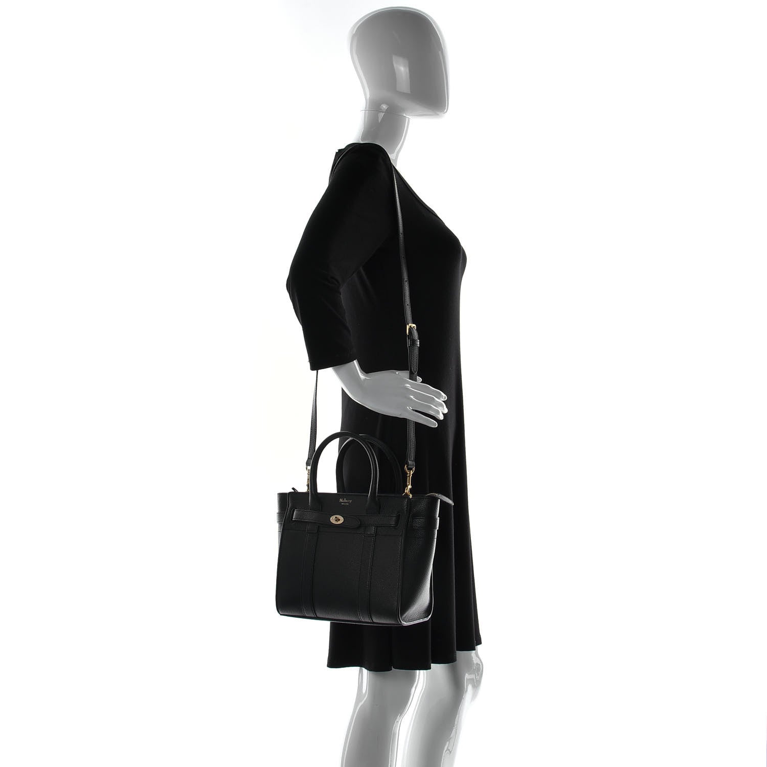 Mulberry Small Classic Grain Mini Zipped Bayswater Black 2 of 9