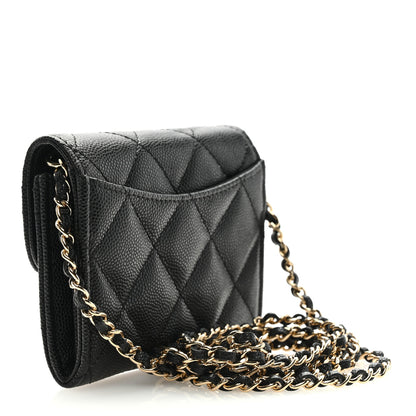 Chanel Caviar Quilted Flap Card Holder On Chain Black 3 of 10