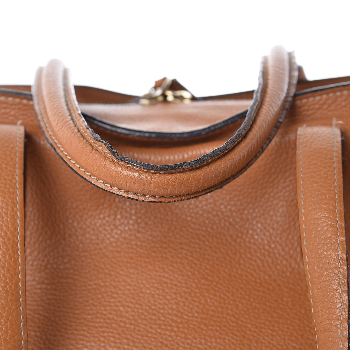 Pebbled Calfskin Large Skull Padlock Zip Around Tote Camel
