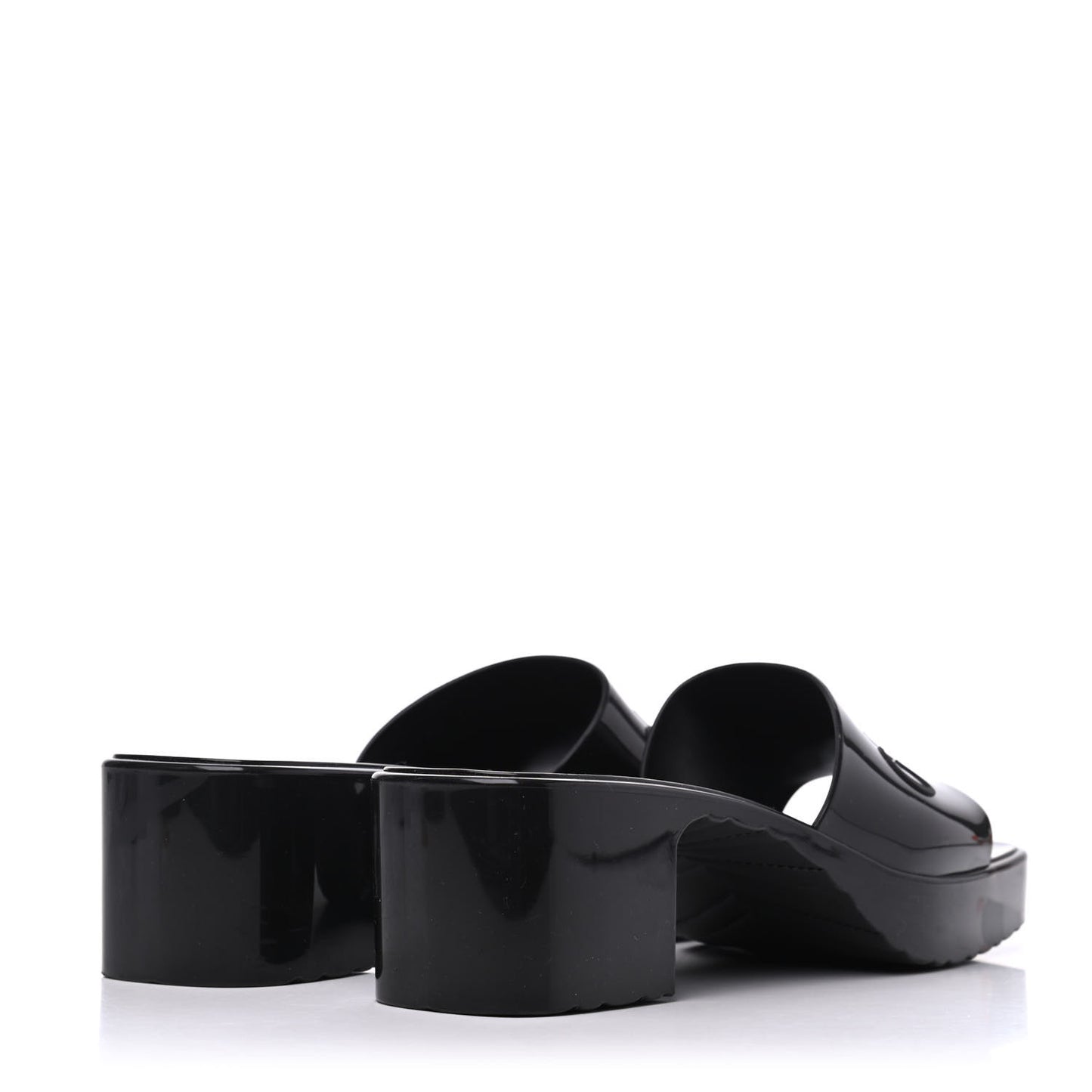 Rubber Gucci Logo Womens Platform 20/60mm Slide Sandals 40 Black