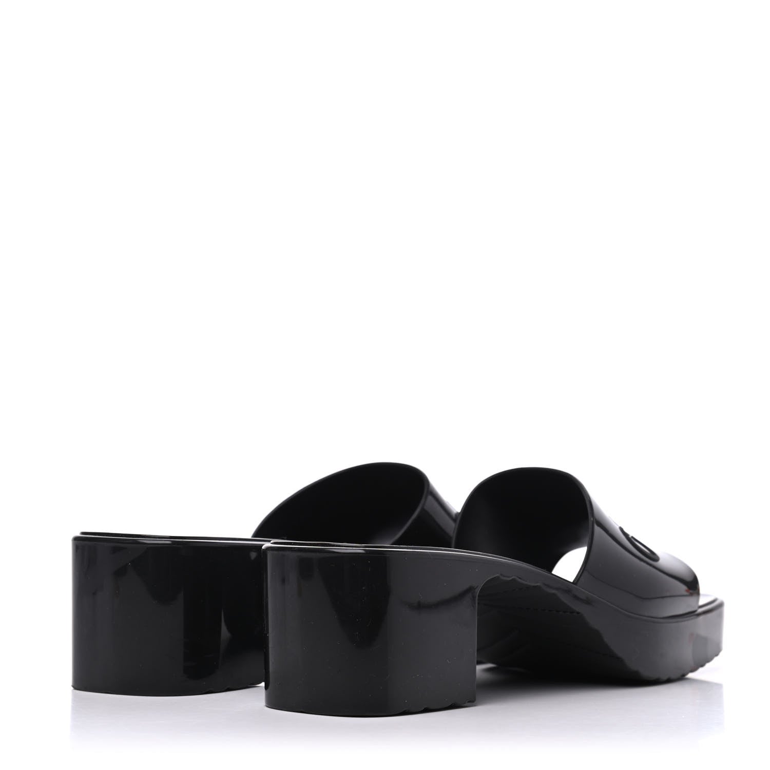 Gucci Rubber Gucci Logo Womens Platform 20/60mm Slide Sandals 40 Black 4 of 14
