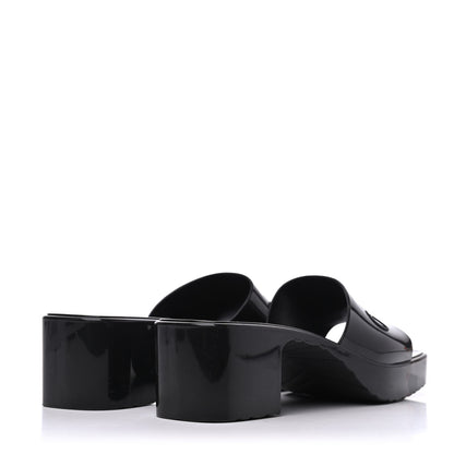 Gucci Rubber Gucci Logo Womens Platform 20/60mm Slide Sandals 40 Black 4 of 14