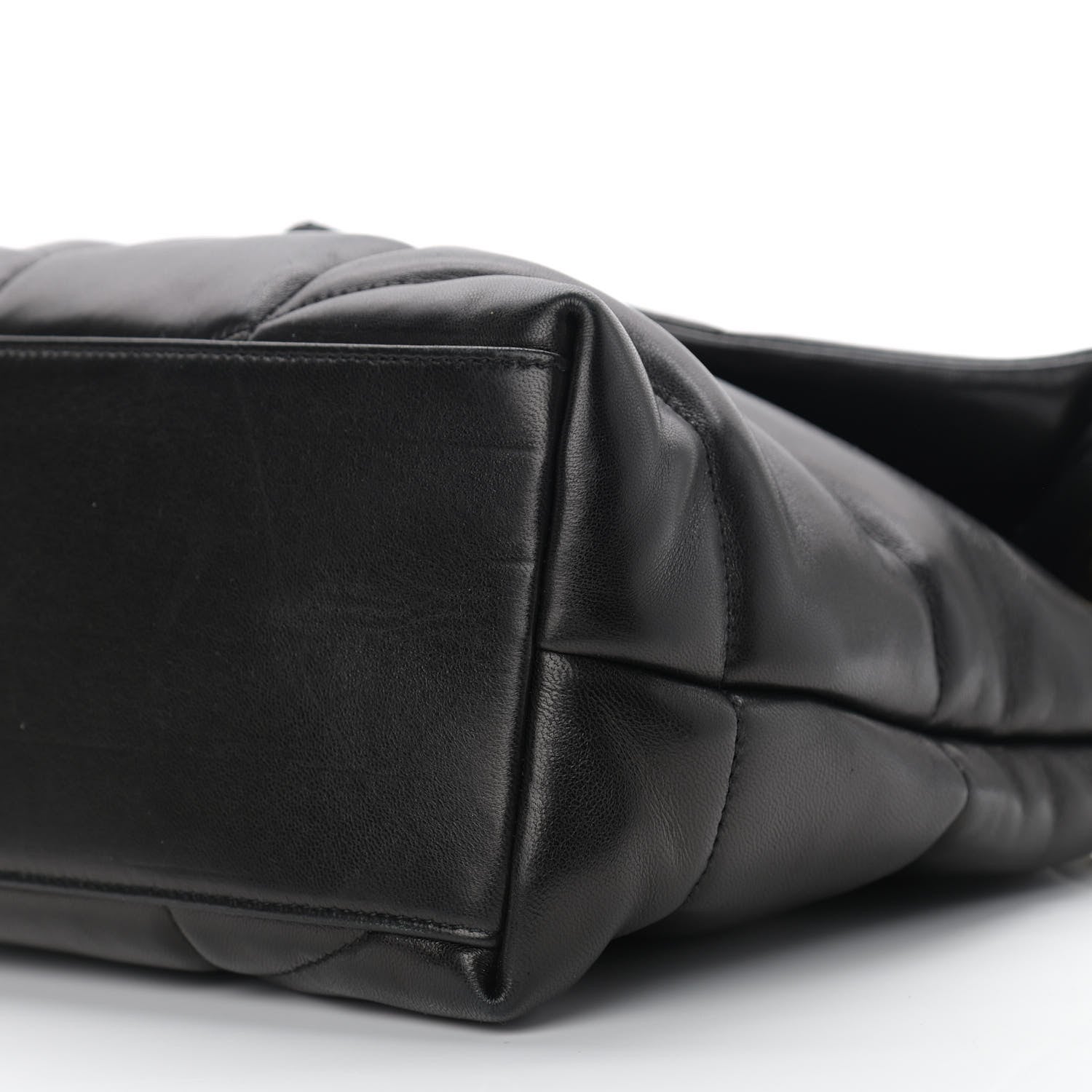 Saint Laurent Lambskin Quilted Medium Loulou Puffer Monogram Chain Satchel Black 10 of 10