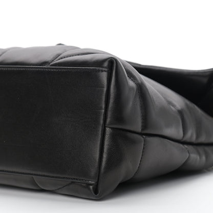 Saint Laurent Lambskin Quilted Medium Loulou Puffer Monogram Chain Satchel Black 10 of 10