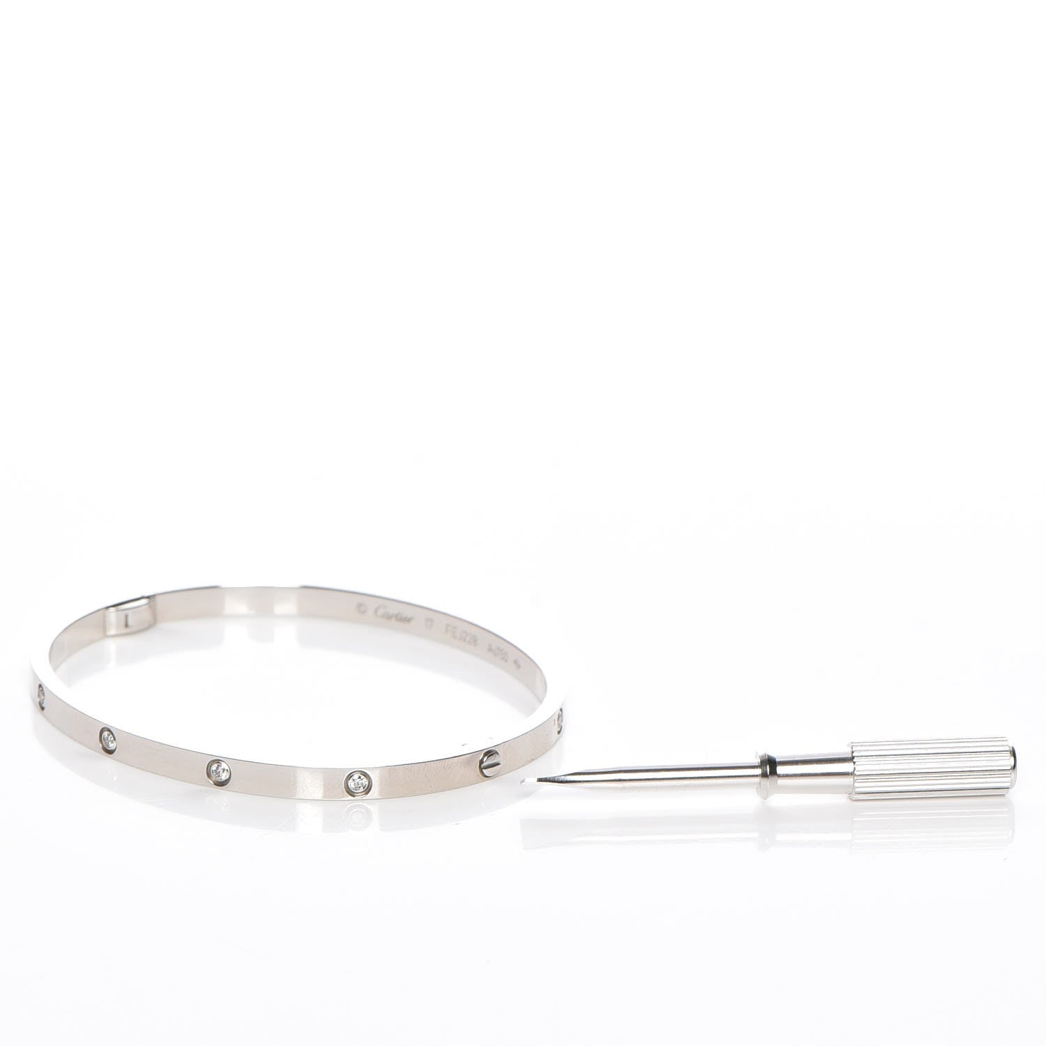 Cartier 18K White Gold 10 Diamond Small LOVE Bracelet 17 7 of 8