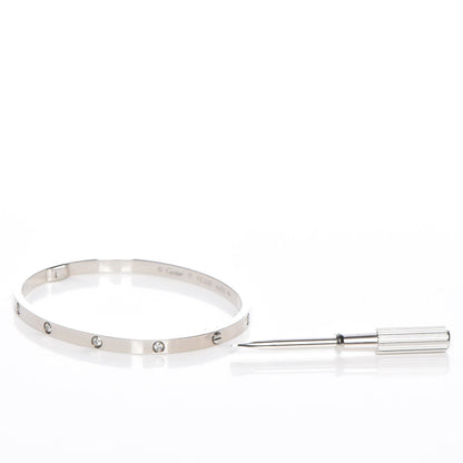 Cartier 18K White Gold 10 Diamond Small LOVE Bracelet 17 7 of 8