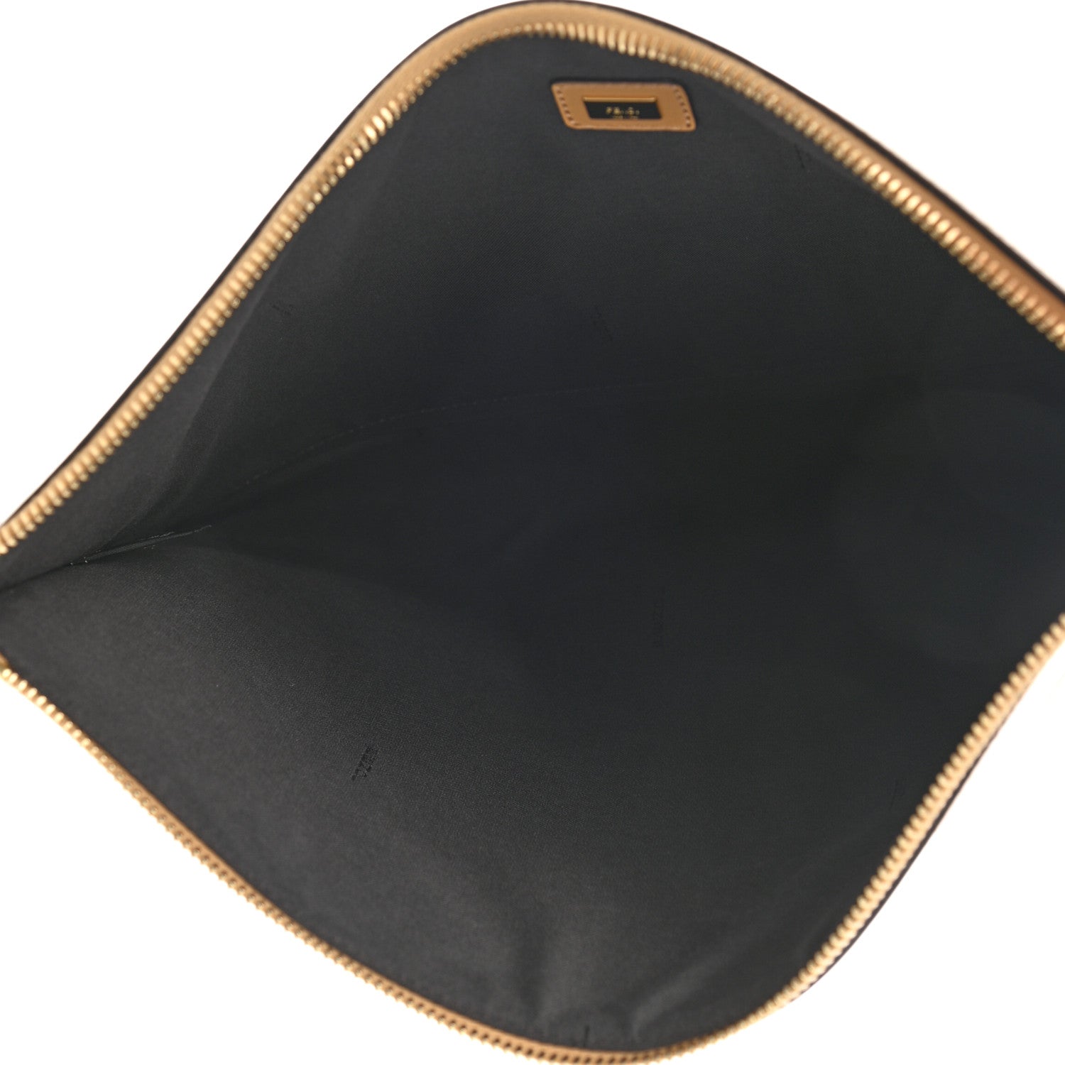 Fendi Vitello King Logo Embossed Large Flat Pouch Miele Scuro 5 of 8