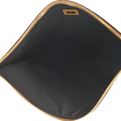 Fendi Vitello King Logo Embossed Large Flat Pouch Miele Scuro 5 of 8