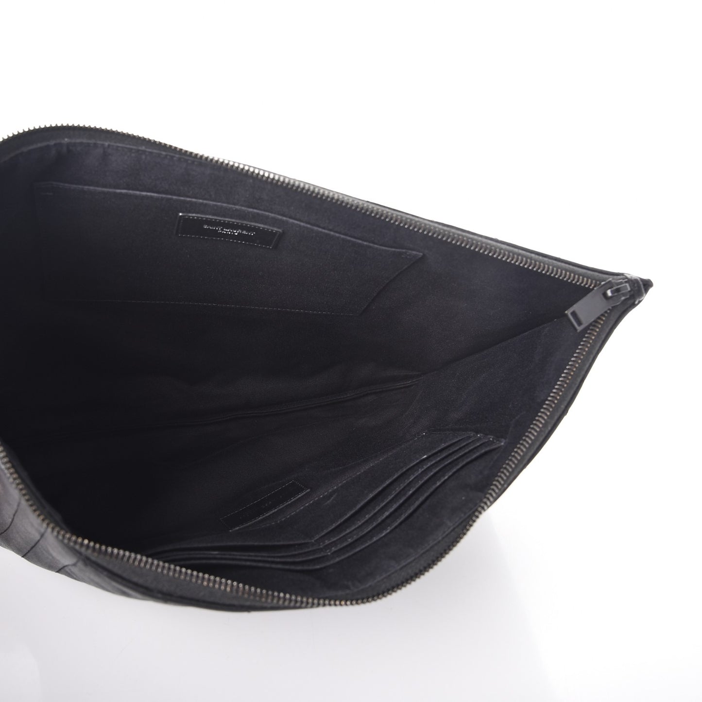 Lambskin Mixed Matelasse Classic Monogram Zipped Document Holder Black