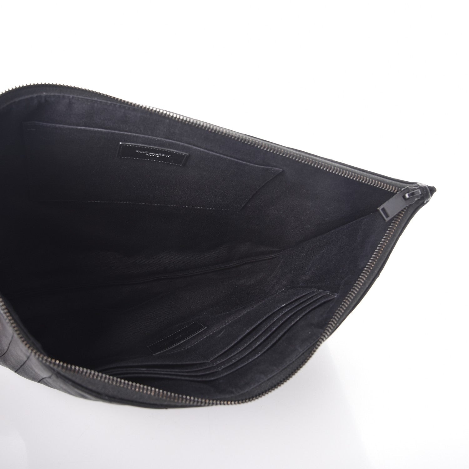 Saint Laurent Lambskin Mixed Matelasse Classic Monogram Zipped Document Holder Black 5 of 8