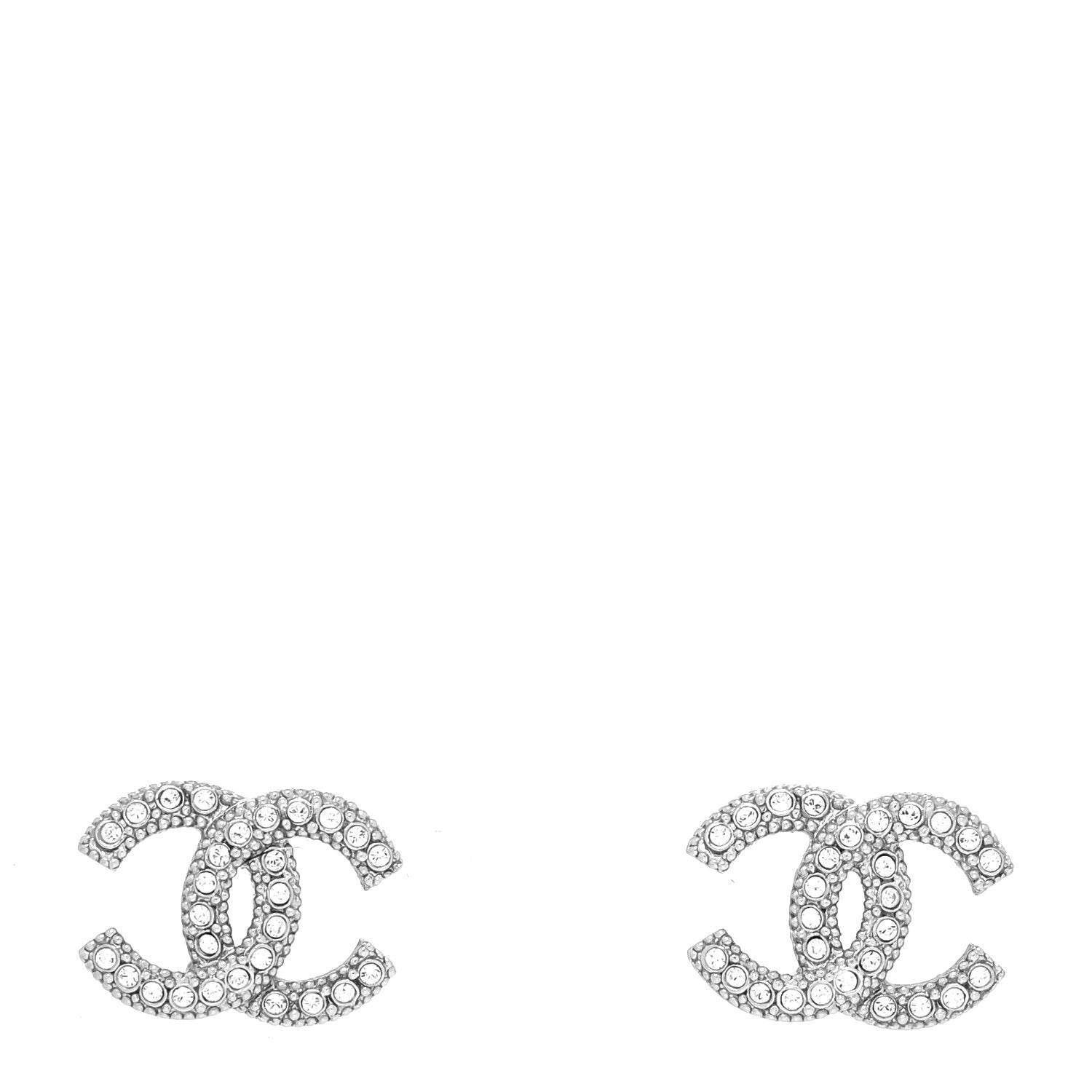 Chanel Crystal CC Earrings Silver 1 of 4