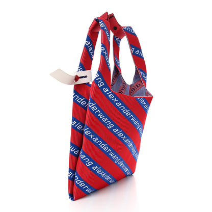 Alexander Wang Knit Jacquard Diagonal Logo Shopper Tote Red Blue 3 of 9