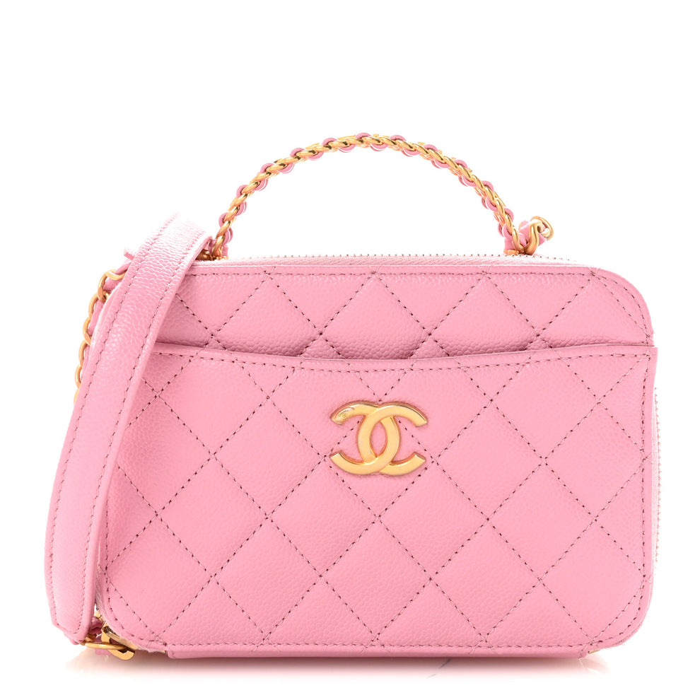 Chanel Caviar Quilted Pick Me Up Mini Vanity Case Pink 1882308 ...