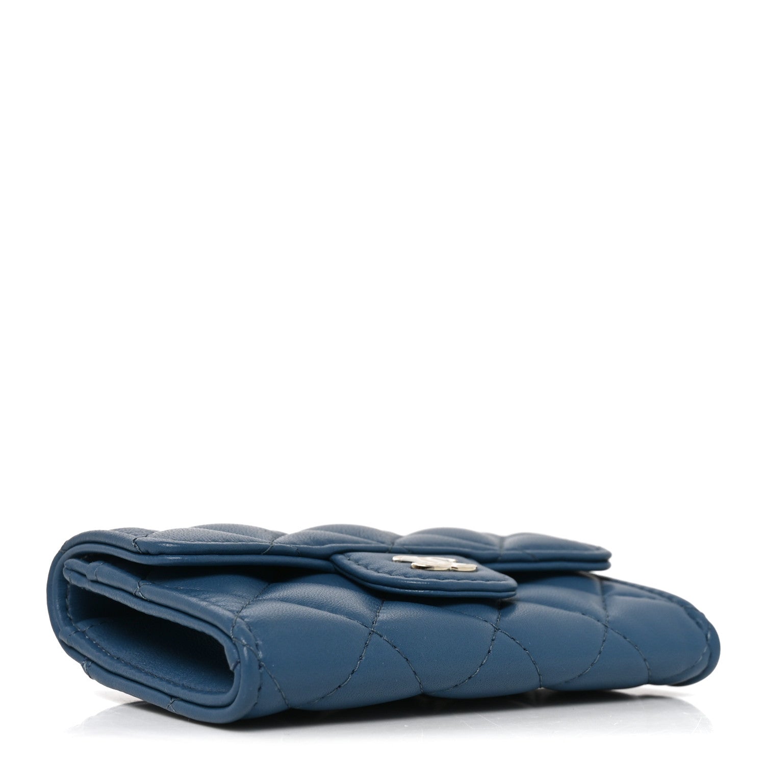 Chanel Lambskin Quilted Flap Card Holder Wallet Dark Blue 4 of 8