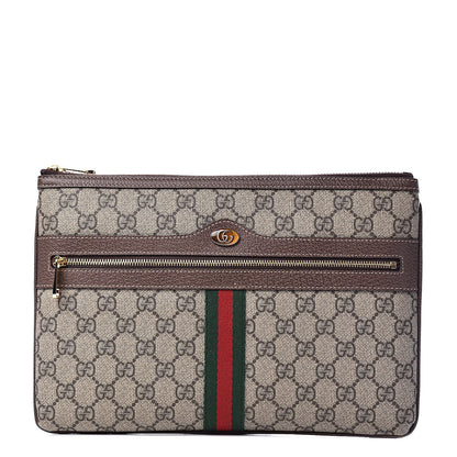 Gucci GG Supreme Monogram Large Ophidia Pouch Clutch Brown 1 of 7