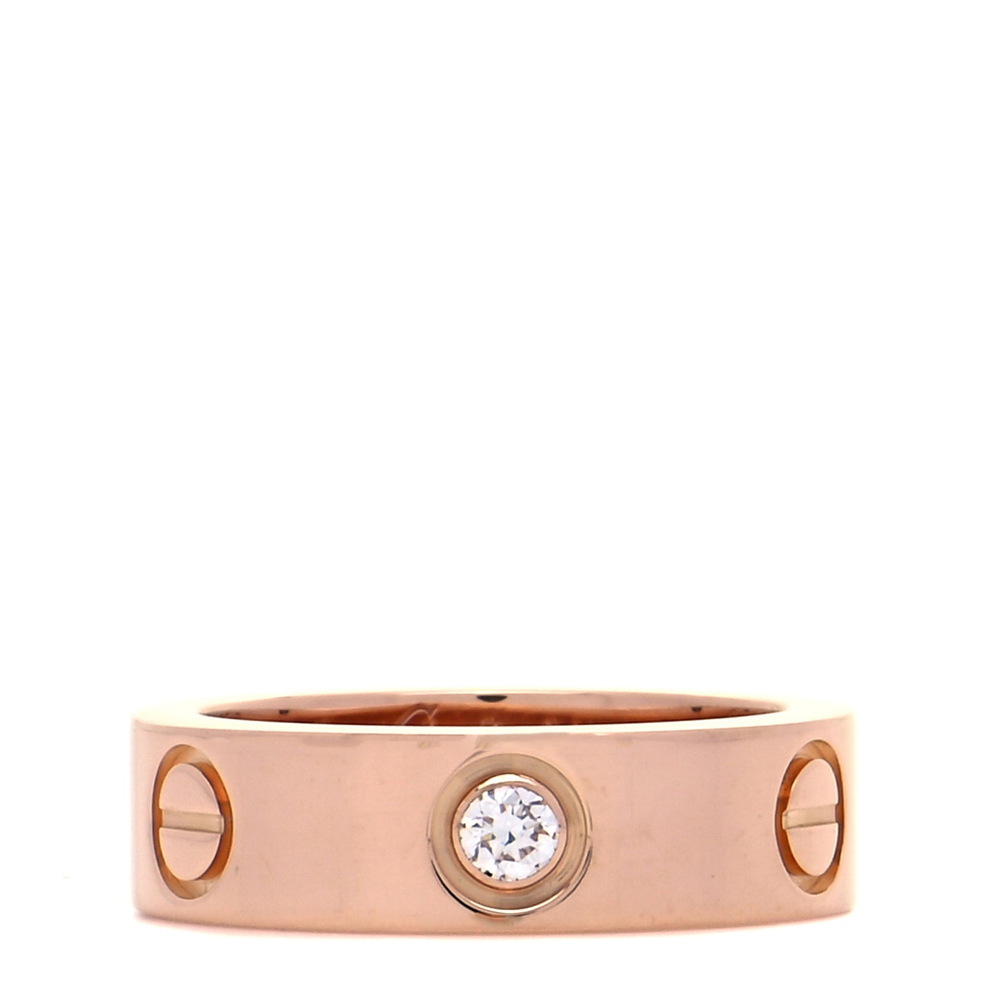 18K Pink Gold 3 Diamond 5.5mm LOVE Ring 50 5.25