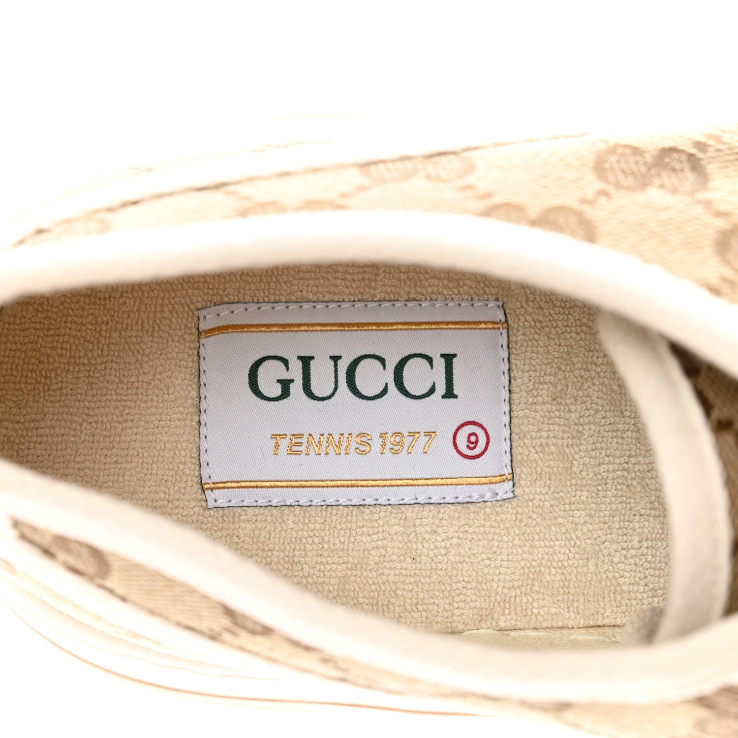 Gucci GG Monogram Mens 1977 Tennis Platform 52mm Sneakers 9 Beige Ebony Mystic White 7 of 7