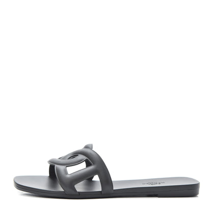 Hermes Rubber Aloha Sandals 37 Black 1 of 7