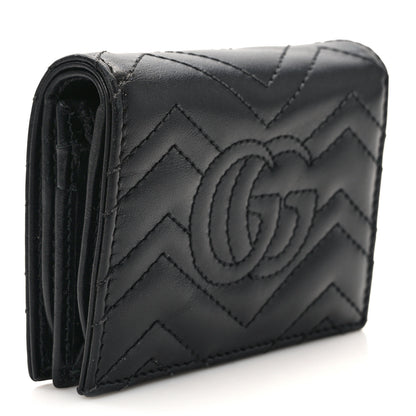 Gucci Calfskin Matelasse GG Marmont Card Case Wallet Black 3 of 8