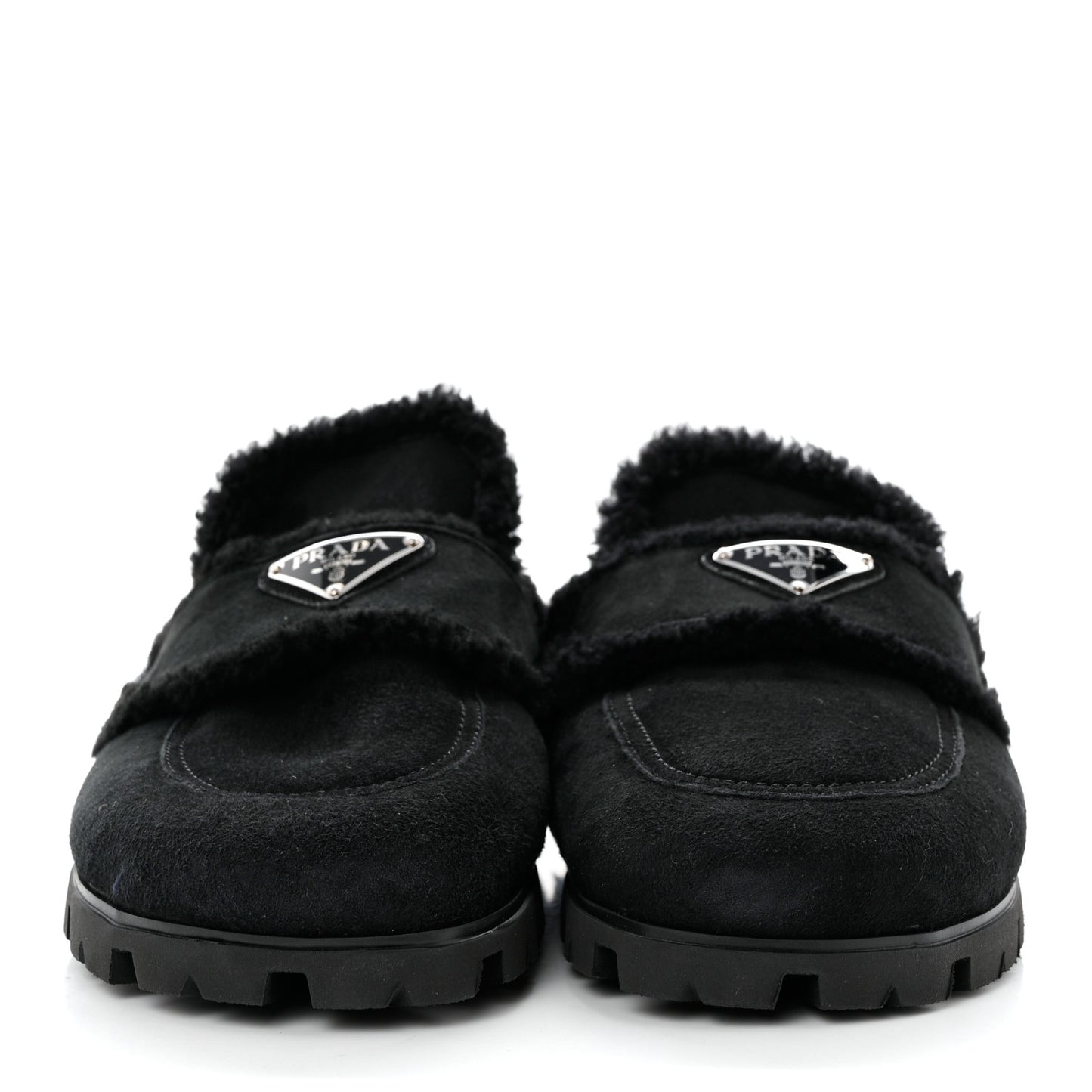 Shearling Triangle Logo 20mm Slippers 38 Black